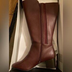 Lane Bryant wine 10 extra wide calf knee boots